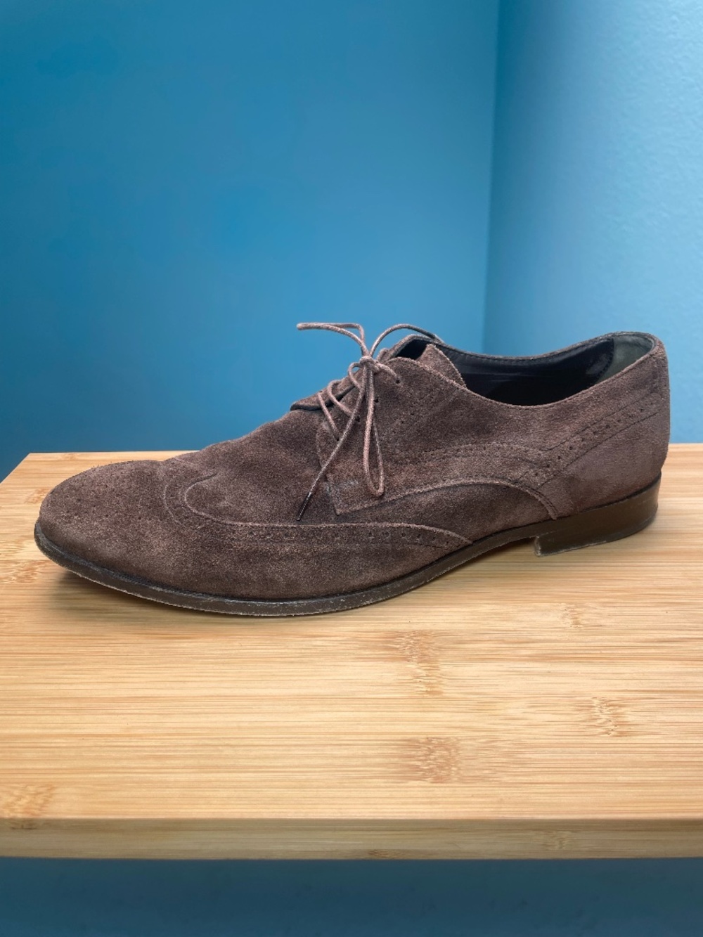 Tod's Brown Suede Wingtip Derby Shoes